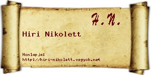 Hiri Nikolett névjegykártya